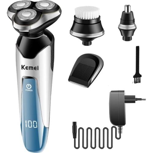 100-240V electric shaver nose hair trimmer beard kemei 4 in 1 electric razor men shaving machine grooming kit face cleanser