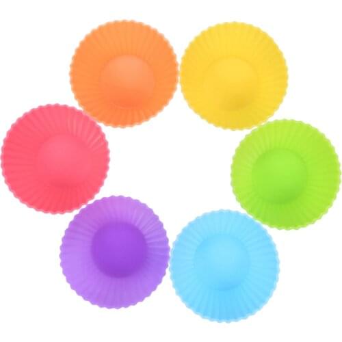 12pcs Cupcake Liners Mold 7CM Muffin Round Silicone Cup Cake Tool Bakeware Baking Pastry Tools Kitchen Gadgets 6 Colors
