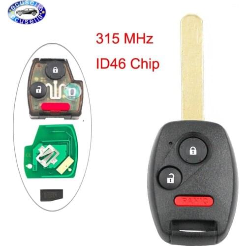 3 Buttons Remote Key Fob 2+1 Buttons 313.8Mhz With ID46 Chip for Honda Accord Fit Civic 2003-2007