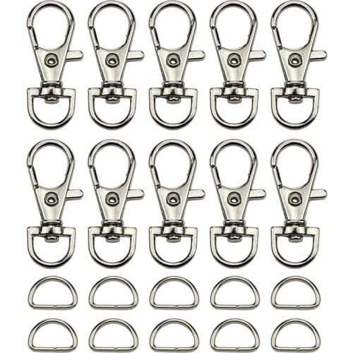 30pcs Clasps +30pcs D Ring ) Metal Lobster Trigger Swivel Clasp Hooks Clip Buckle Jewelry Making Arts Crafts Key Ring Keychain