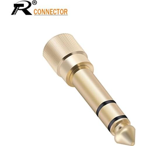 1pc Gold-plated adapter Jack 6.35mm 3pole stereo male plug with inside screw to 3.5mm jack stereo female socket converter
