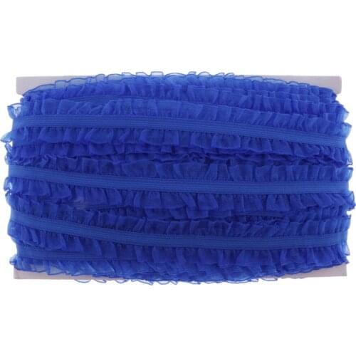 50 Yards Elastic Ribbons with Pleated Lace Trim Nylon Fabric for DIY / Sewing