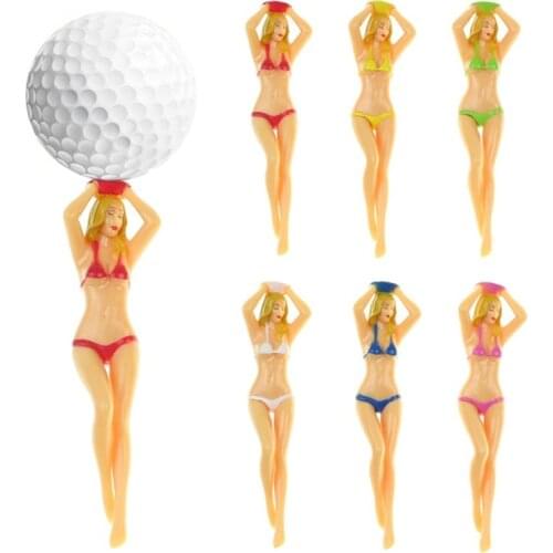 6 Pcs/Pack Sexy Colored Bikini Golf Tees 3 inch Plastic Pin-up Tee Golf Practice Novelty Tees Gifts X3UA