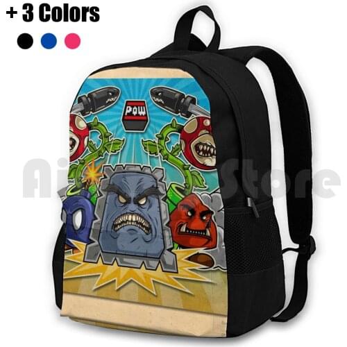 8-Bit Nightmare Outdoor Hiking Backpack Riding Climbing Sports Bag Super Bros Brother Gaming Video Games Bamboota Bosses