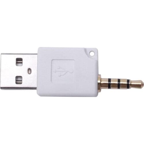 White USB 2.0 Male to 3.5mm Male Data Sync Charger Adapter Connector for iPod Shuffle 2nd 3rd