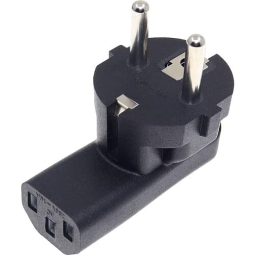 IEC320 C13 to Standard 3 Prong European Schuko CEE 7 Right Angle Plug Adapter, Schuko Plug to Desktop Adapter for C14 Interface