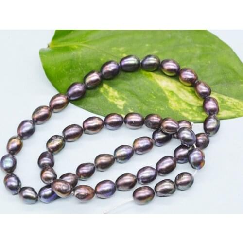 High Quality 7-8mm AA Natural black Freshwater Cultured Pearl Freeform Shape Loose Beads Strand 37cm