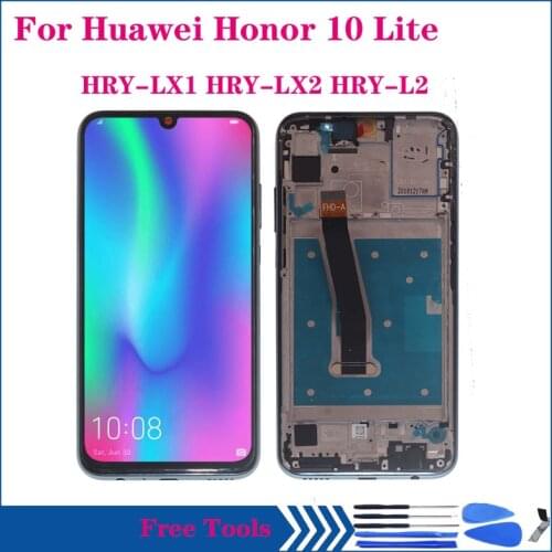 AAA Display For Huawei Honor 10 Lite HRY LX1 LX2 L21 LCD Display Touch Screen Digitizer with Frame Global Version Repair kit