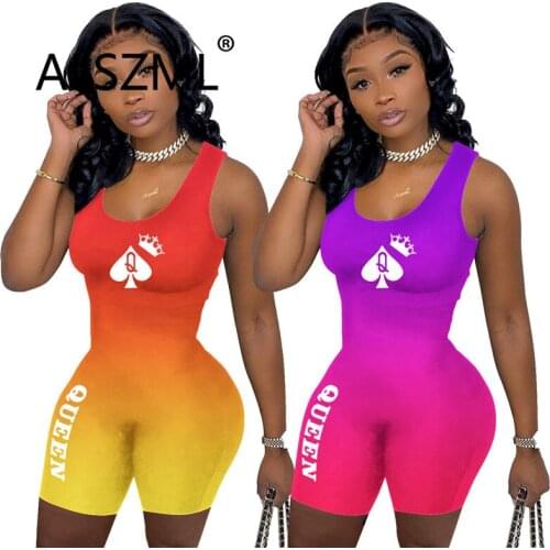 European Sexy Romper Women Jumpsuit Casual Print Rompers Sleeveless Club Body Mujer