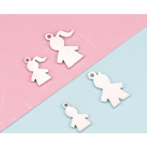 Fnixtar Mirror Polishing Stainless Steel Boy Girls Small Charms Pendant DIY Jewelry Makign Bracelet Accessories 20Piece/lot