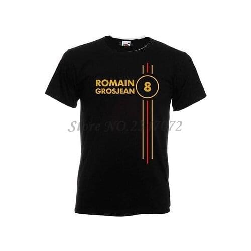 Romain Grosjean Number 8 Mens Ringer T Shirt Driver men summer cotton t-shirts 4XL 5XL EURO SIZE