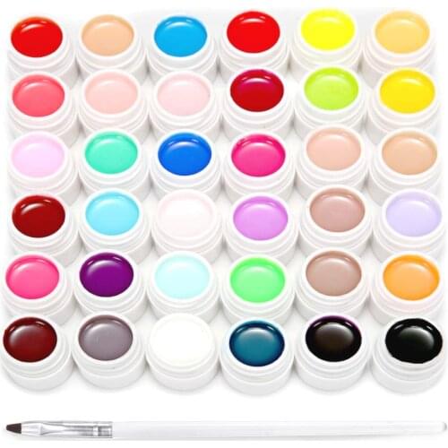 Gel Nail Polish Kit, 36 Colors UV Nail Glue with a Nail Brush Nail Polish Phototherapy Painting Flower Paint Glue Draw Line Glue