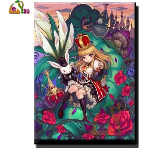 Wonderland Cartoon Anime Girl Diamond Painting 5d Diamond Embroidery Mosaic Rhinestones Home Decor Needlework Cross Stitch Kits