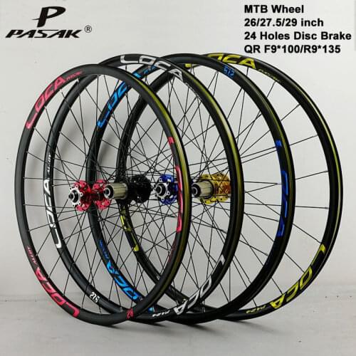 Pasak Mtb Wheelset 29er 27.5 26 Inch Disc Brake 6 Bolts 24 Holes Spoke Round O.L.D 100mm 135mm QR 9mm Schrader Valve 20mm Width