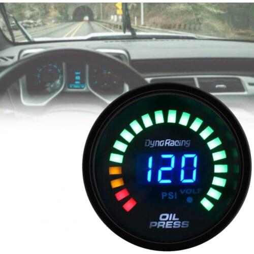 Oil Pressure Meter 2-Inch Sturdy Lightweight Blue LED Light Racing Digital Oil Pressure Meter for 12V Vehicles