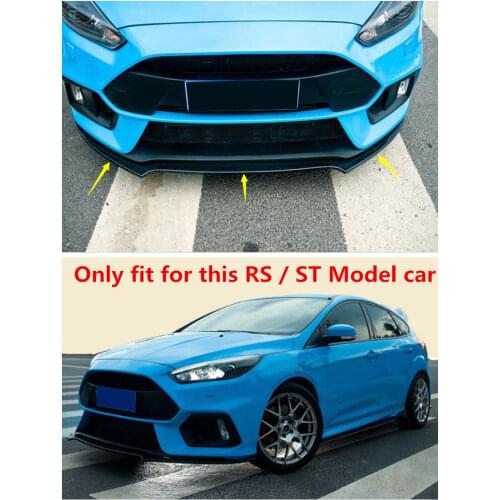 Matt Black Front Bumper Lip Protector Cover Trim 3pcs For Ford Focus RS ST 16-18
