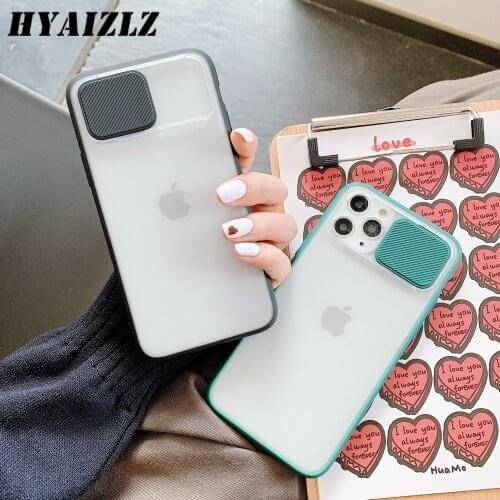 Matte Translucent Phone Case for iPhone 12 11 Pro Max XS XR X 7 8 6 Plus Protection Camera Lens Sliding Cover Double Color Coque