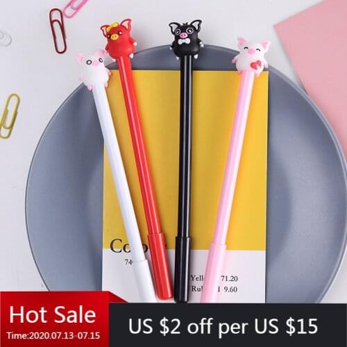 24 Pcs Cute Little Sprouting Pig Neutral Pen Needle Head Black Student Stationery Cartoon Signature Pen Wholesale