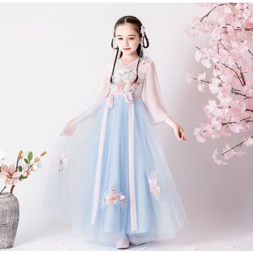 Lovely Girls Hanfu Traditional Chinese Costume Ancient Dynasty Perform Dress Oriental Princess Dress Kids Dance Wear Cosplay
