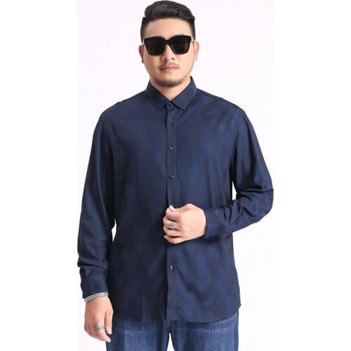 Large Size 4xl 5xl 6xl 7xl 8xl 2020 New Mens Long-sleeved Dress Shirt Print Mens Casual Slim Lapel Male Quality Mens Shirts