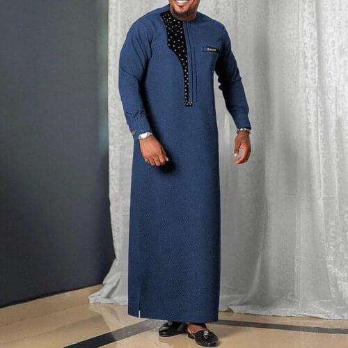 Mens African Dress Dashiki For Men Tradition Rich Kaftan Long Sleeve Blue Plus Size Long Shirt Robe Casual Fall Man Clothing