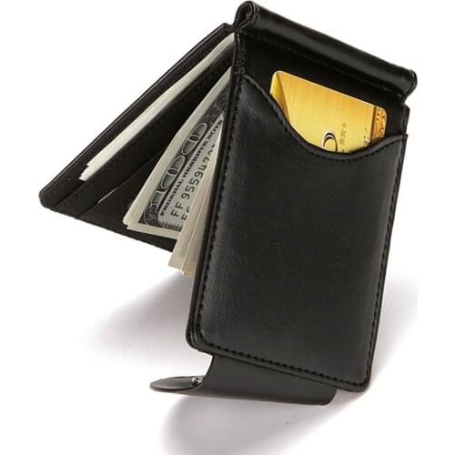 South Korea Style Money Clip Men Wallet Purse Ultrathin Slim Wallet Mini Hasp Leather Wallet Business ID Credit Card Case
