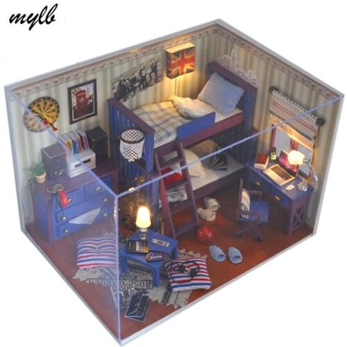 Mylb Mini doll house kids toy furniture miniatura diy doll houses miniature dollhouse wooden handmade toys birthday gift