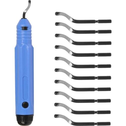 10Pcs Set Tools Fixed Handle Plastic Burr Pocket Knife NB1100 Scraper+10pc BS1010 Blades Trimming Neaten Deburring Head Cutter