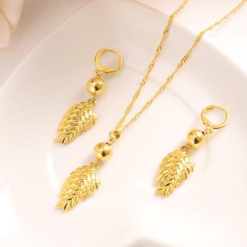 Bangrui Fashion Necklace Earring Set Women Party Gift Gold Color Leaf Necklace Earrings Jewelry Sets