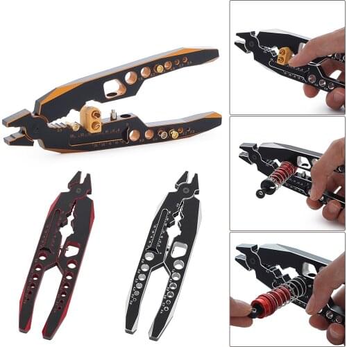 For 1/10 SCX10 TRX4 Upgrade Parts Model Car Metal Shock Absorber Pliers Ball Nose Pliers Clip Banana T Plug Multi-Function Tool