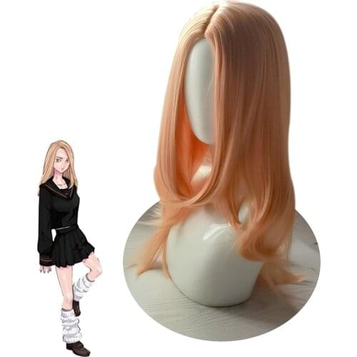 Anime Tokyo Revengers Tachibana Hinat Chai Pomelo Leaf Cosplay Wig Orange Long Hair Heat Synthetic Fiber Hair Party Girls Women