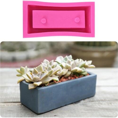 Clear Water Concrete Cement Flower Pot Silicone Mold Rectangular Flower Pot Silicone Mold