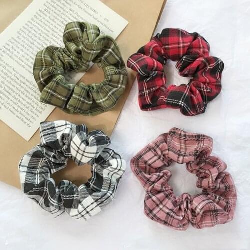 Korean Version Hair Circle Classic Check Rope French Retro Large Intestine Circle Head Rope Tied Ponytail Hair Circle
