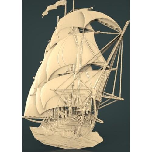 Sail ship STL 3d Model Relief for CNC Router 3D Printer Artcam Aspire Home Decoration