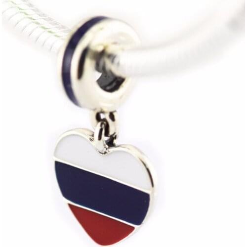 Flag of Russia Charm Silver Beads For Jewelry Making Fits European Bracelets Sterling Silver Jewelry Woman DIY