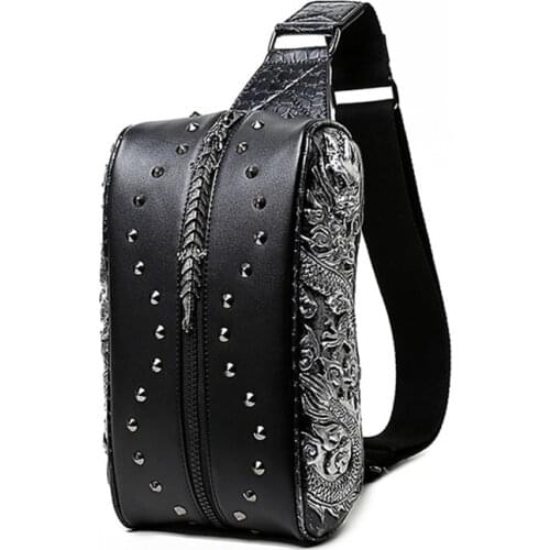 New Fashion Men Belt Bag Rivet Dragon Designer Multifunction Crossbody Men Bags Chest bags Short Trip Waist Bag Shoulder Bag