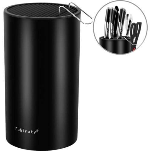 Universal Knife Block with Scissors Stand, Knife Holder without Knives Space Saver Knife Storage Unique Slot to Protect Blades