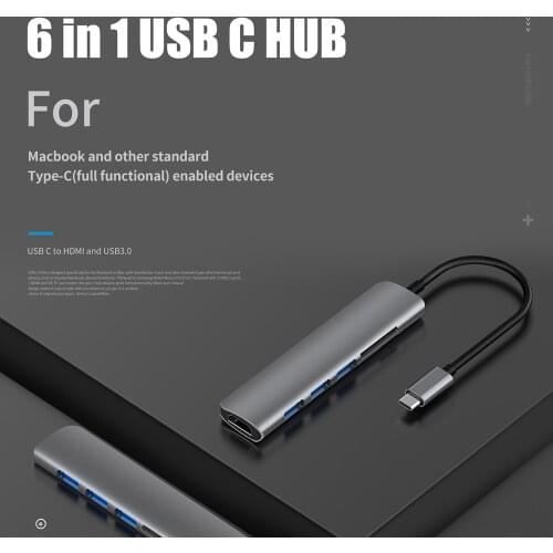 USB 3.1 Type-C Hub To HDMI Adapter 4K Thunderbolt 3 USB C Hub with Hub 3.0 TF SD Reader Slot PD for MacBook Pro/Air/Huawei Mate