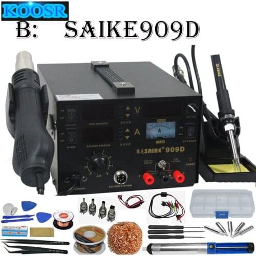High qualkity 3 in 1 Saike 909d Hot air guns soldering station power supply 3 in 1 multi-function 220V or 110V