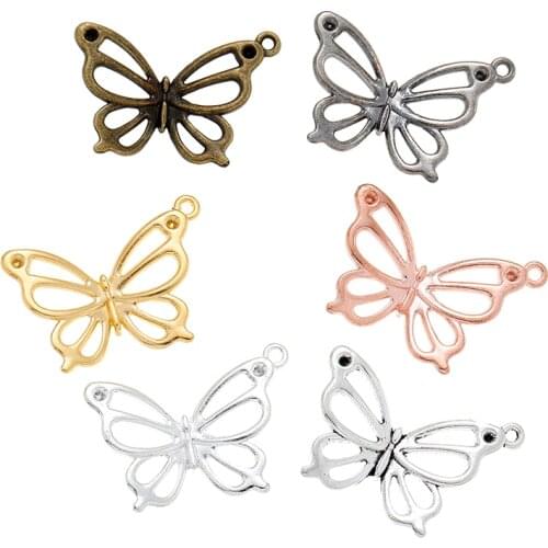 YuenZ 15pcs New Product 6 color Butterfly Hollow out Charms Pendant Jewelry Metal Alloy Jewelry Marking 27*19mm D2108