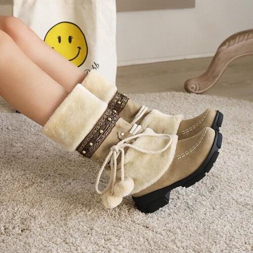 Black Pink Big Size Snow Boots Women 2020 Winter boots High plush Warm shoes Plus size 35-43