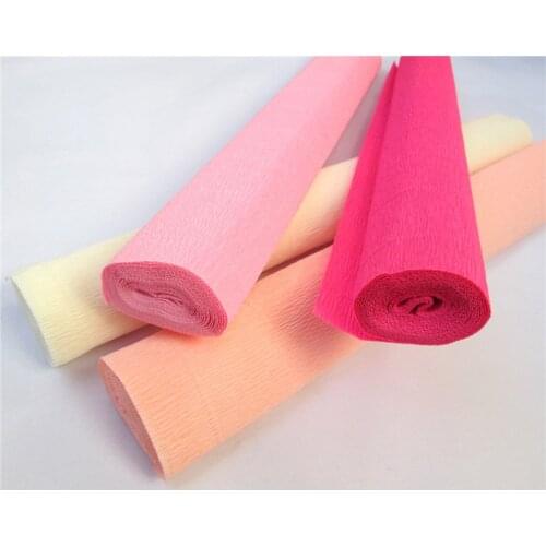 1 roll) 50cm*2.5m Personalized Light Pink Crepe Paper Craft Roll Floral Wrapping Italian Party Gift Decorations