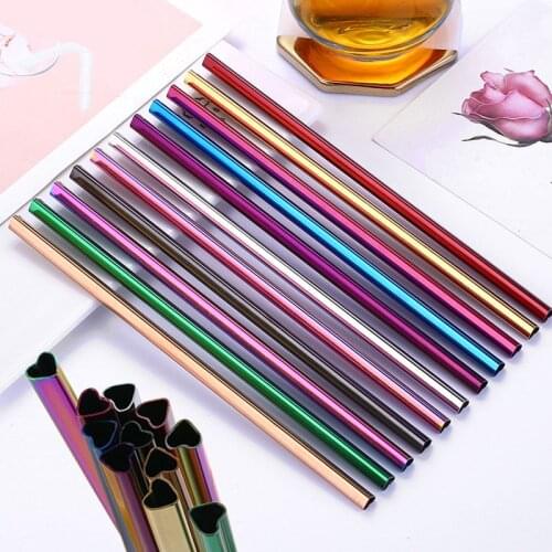 1pcs Drinking Straw Heart-shaped Straw Stainless Steel Reusable Straws Bar Boba Bubble Tea Milkshake Straight Straws Tubes New