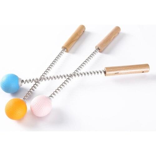 1pcs Portable Hand-held Multi-site Massager Golf Massage Hammer Wooden Handle Spring Back Whole Body Massage