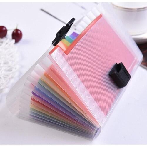 1PC Rainbow Color A6 Document Bag Cute Mini Bill Receipt File Bag 13 Grids Pouch Folder Organizer File Holder Office Supplies