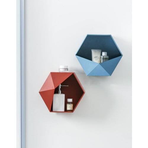 1PC Hexagonal Hanging Shelf Modern Personalized Storage Rack Geometry Colour Living Room Wall Decor Sundry Storage Holder QA 177