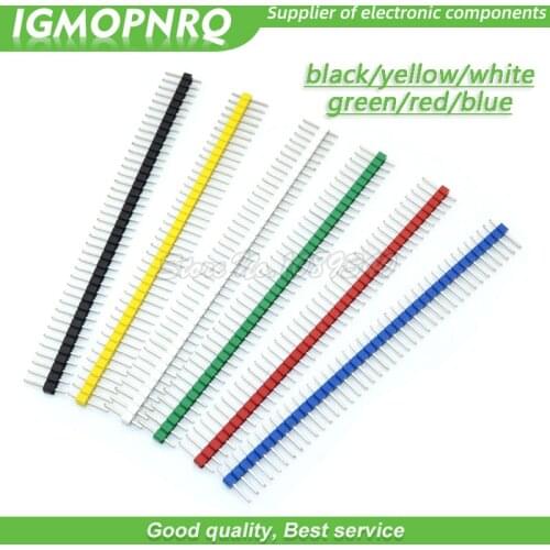 10pcs 1x40 Pin 2.54 Single inline row needle seat blue/yellow/red/black/white/green Round Header connector IGMOPNRQ
