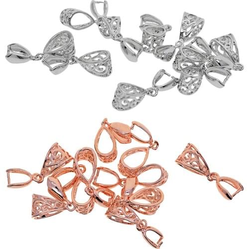 10 pcs Filigree Flower Brass Clip Pinch Bails .26x9x7mm for Crystals Pendants Jewelry Findings with Filigree Flower Connector