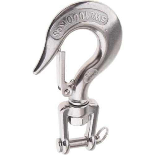 1000KG Stainless Steel Swivel Silver Clevis Hook 3/8 Inch with Latch Rigging Equipment