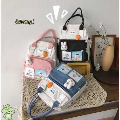2021 Korea Multifunction Backpack Preppy Mini Backpack Bag Girls Kawaii Handbag College Briefcase Female Crossbody School Bags